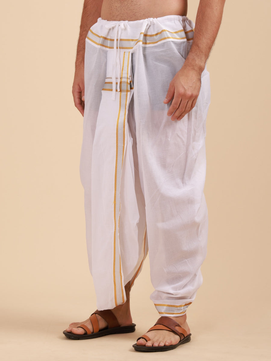 Men Ready to wear cotton Dhoti pant with Angavastram