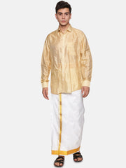 Men Artsilk Full Sleeve Shirt and Readymade Dhoti Set