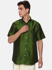 Men Solid Colour Regular Fit Half Sleeve Ethnic Shirt