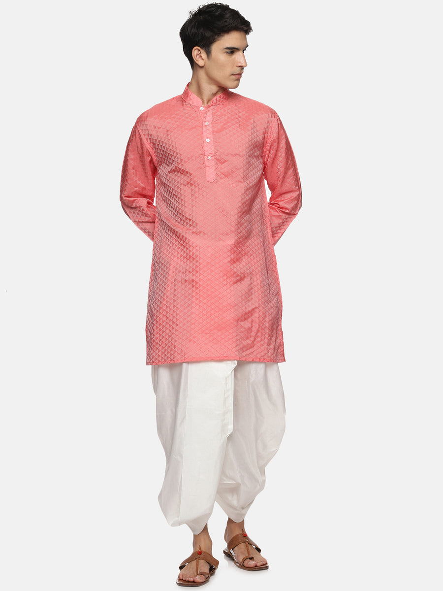 Men Self Design Kurta and Dhoti Pant Set