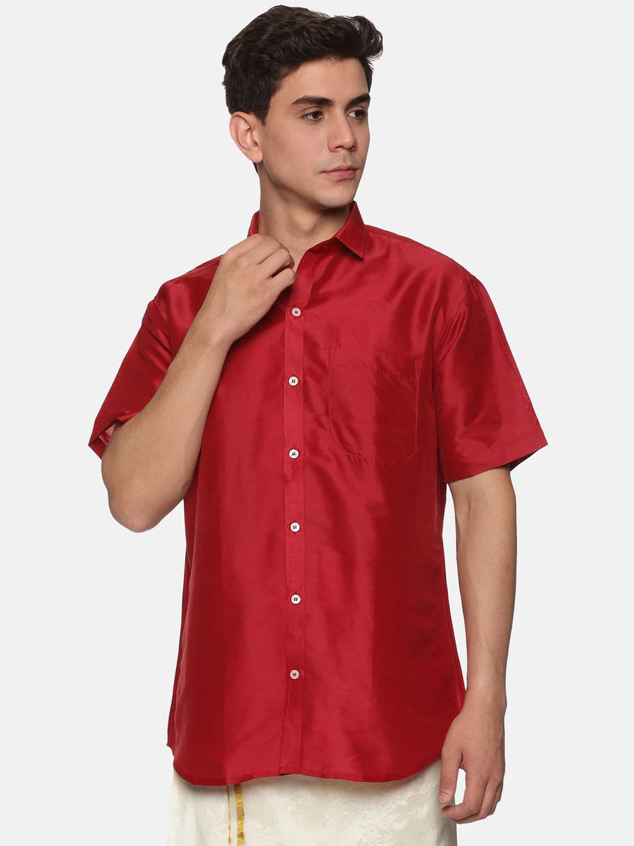 Men Solid Colour Regular Fit Half Sleeve Ethnic Shirt