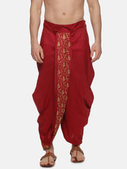 Men Karishma Maroon Colour D6 Embroidery Dhoti Pant.