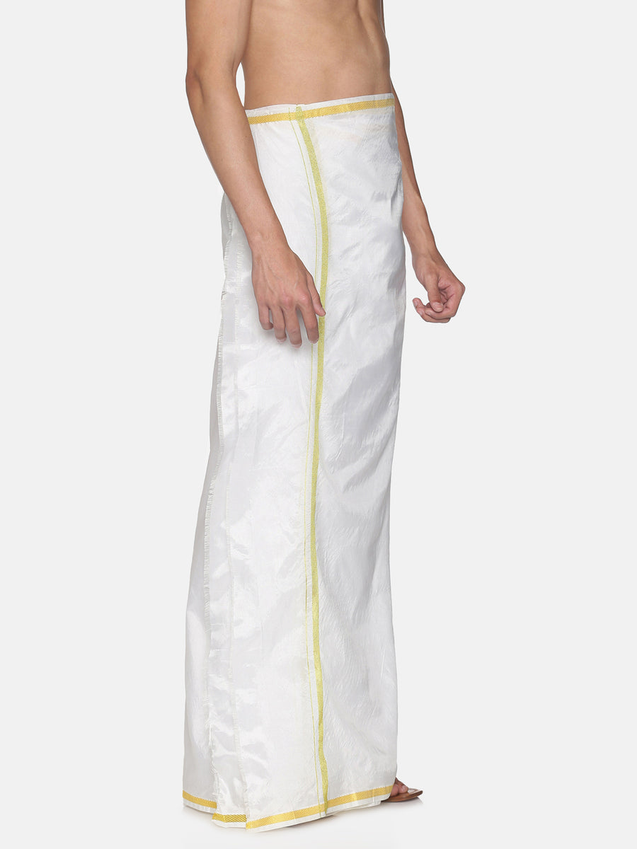 Men Artsilk Traditional White Colour Regular Dhoti.