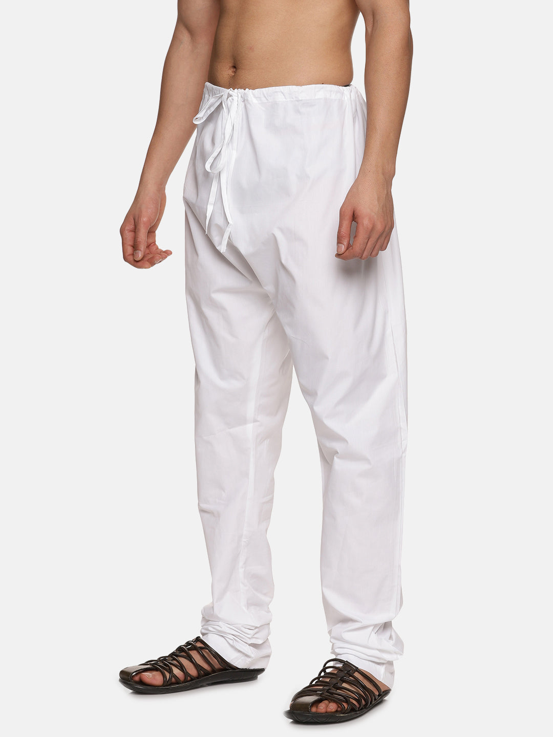 Men Solid White Cotton Pyjama