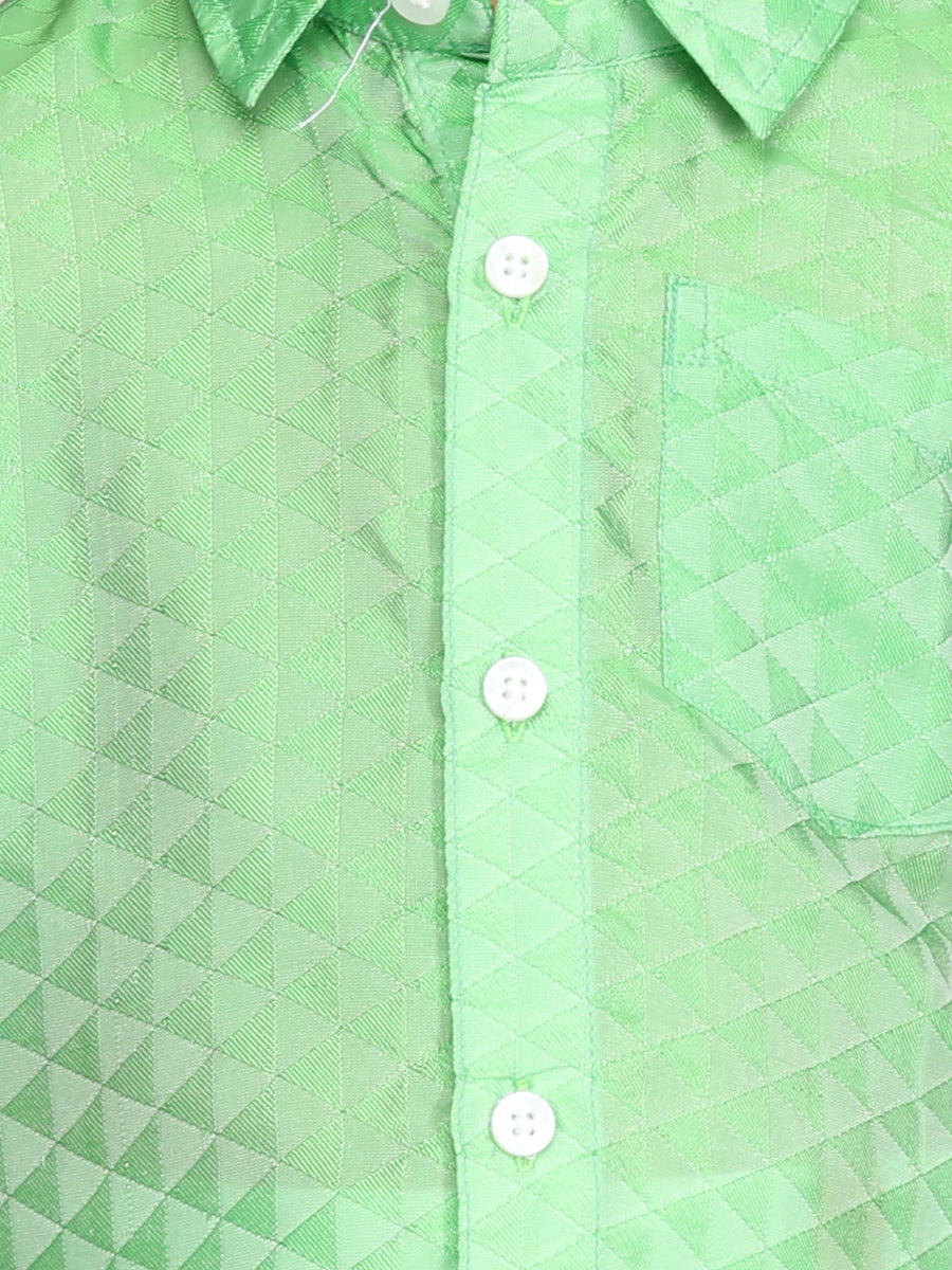 Boys Green Colour Readymade Shirt With Dhoti Set.