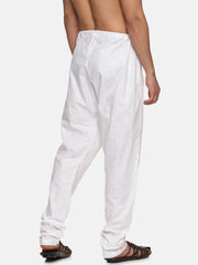 Men Solid White Slub Cotton Pyjama