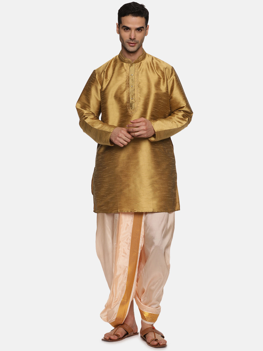 Men Silk Touch Gold Zari Dhoti Pant