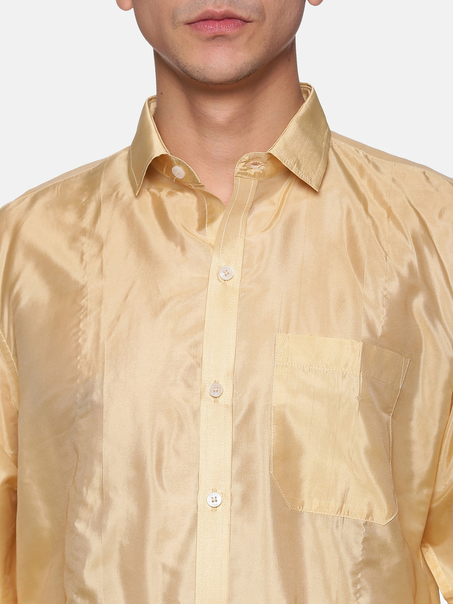 Men Artsilk Full Sleeve Shirt and Dhoti Set
