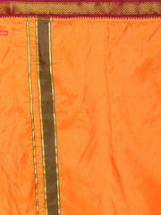 Men Solid Orange Colour Half Sleeve Shirt Pocket Dhoti Set.