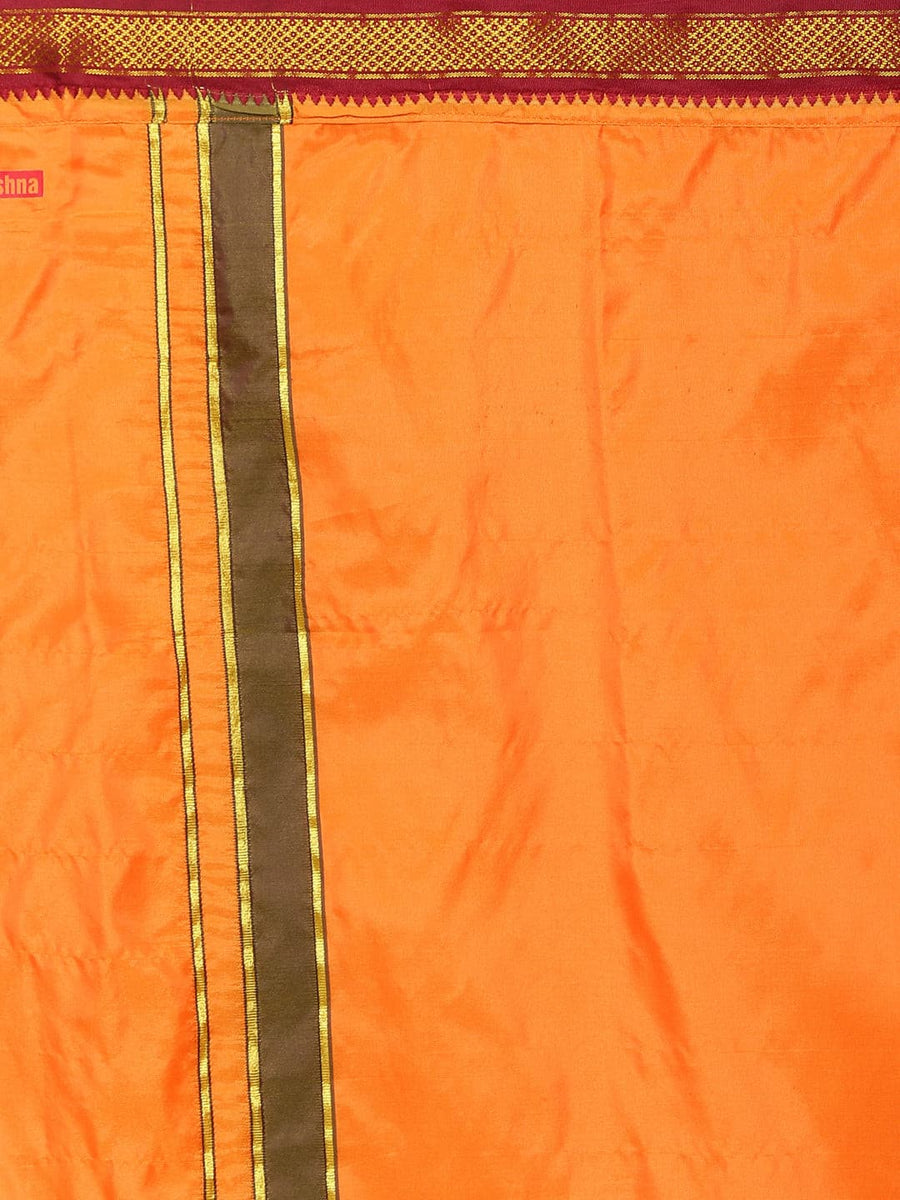 Men Solid Orange Colour Half Sleeve Shirt Pocket Dhoti Set.