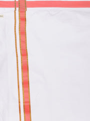 Men Solid Coral Colour Half Sleeve Shirt Pocket Dhoti Set