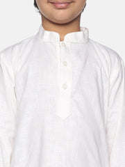 Boys Off White Colour Cotton Kurta Pyjama Set