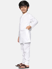 Boys White Colour Cotton Kurta Pyjama Set