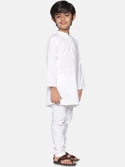 Boys White Colour Cotton Kurta Pyjama Set.