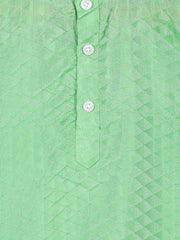 Boys Green Colour Art Silk Kurta.