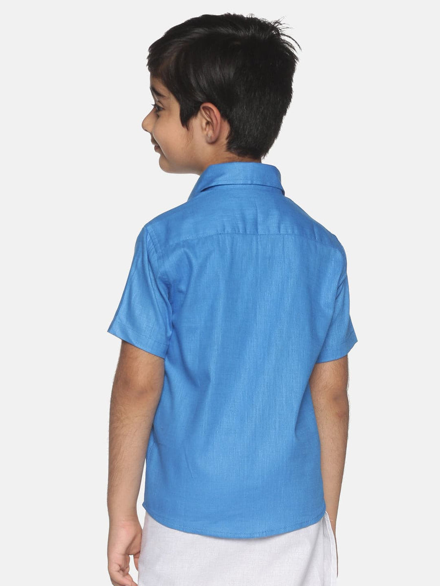 Boys Blue Colour Cotton Shirt.