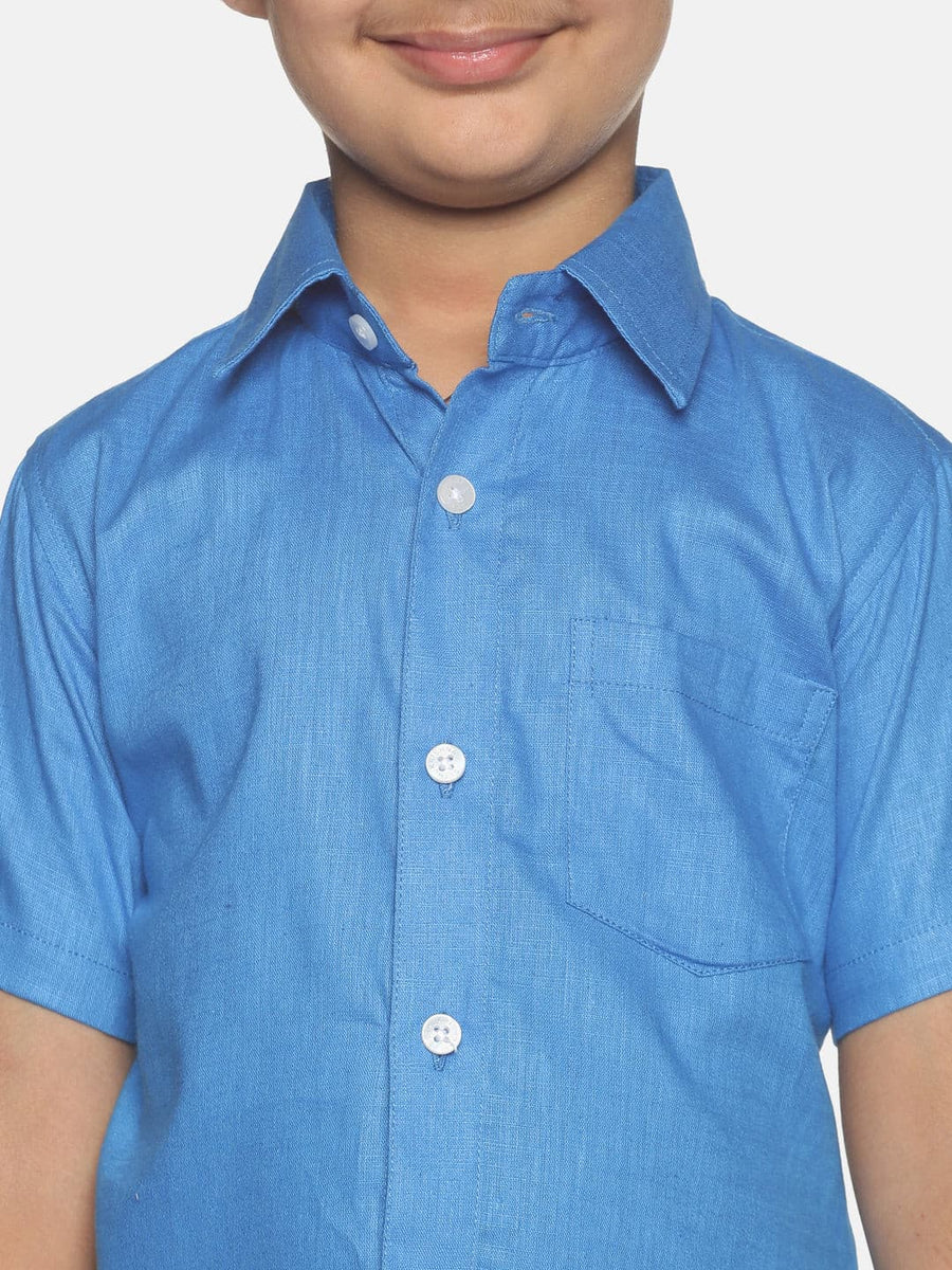 Boys Blue Colour Cotton Shirt.