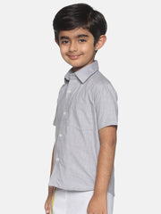 Boys Grey Colour Cotton Shirt.