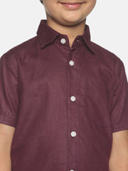 Boys Maroon Colour Cotton Shirt.