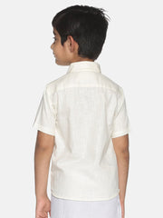 Boys Cream Colour Cotton Shirt.