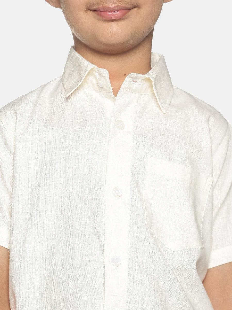 Boys Cream Colour Cotton Shirt.