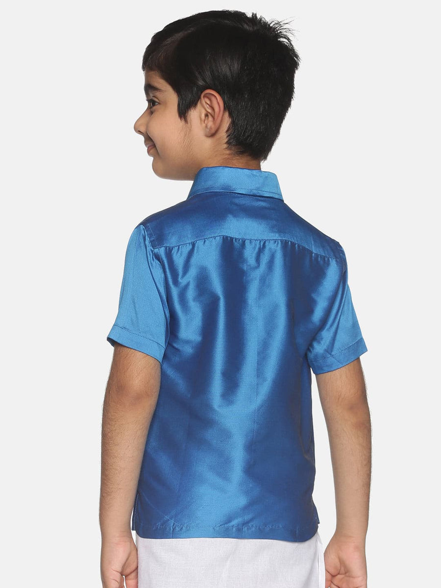 Boys Blue Colour Polyester Shirt