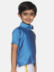 Boys Blue Colour Polyester Shirt