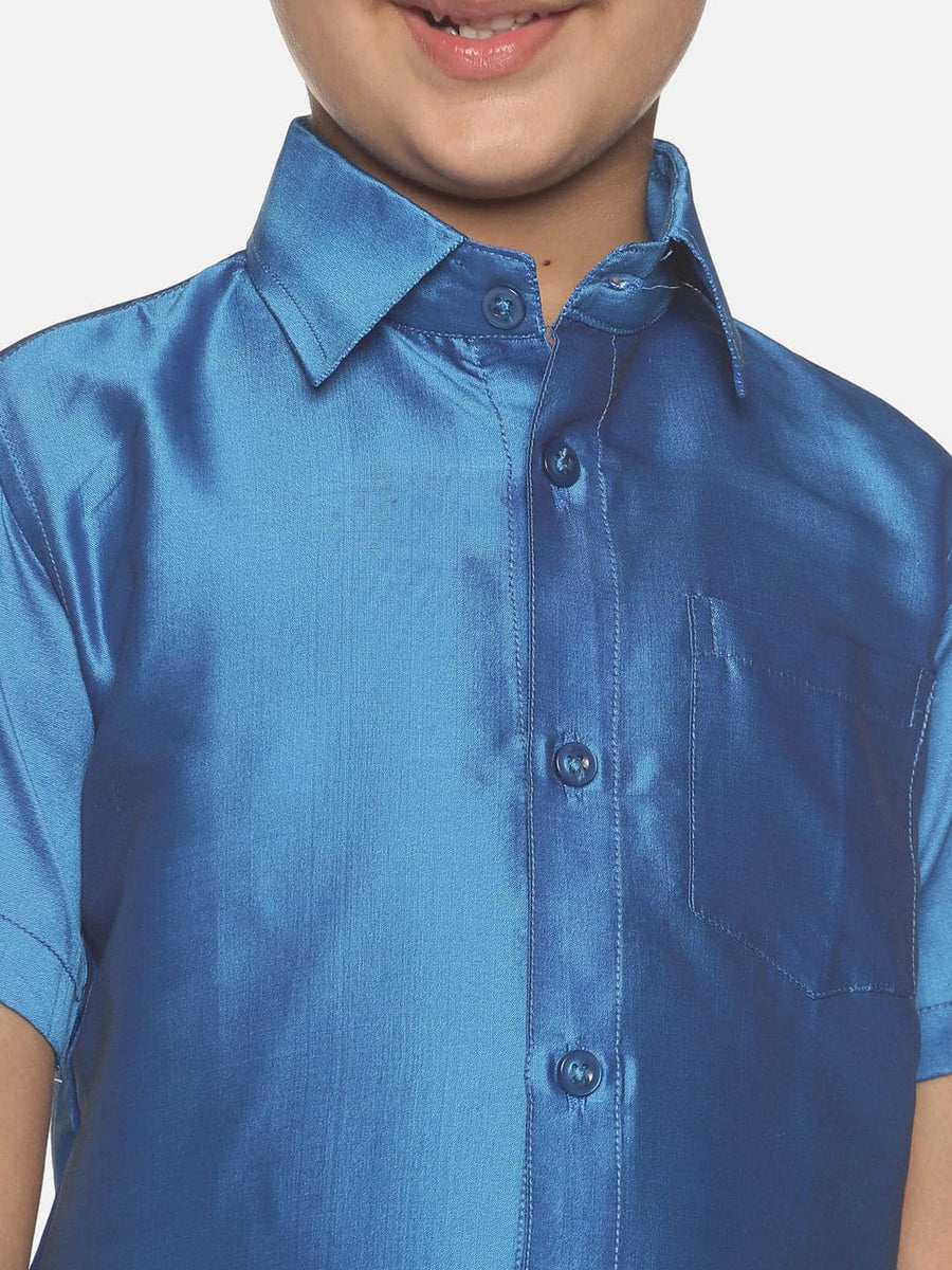 Boys Blue Colour Polyester Shirt