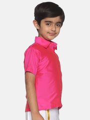 Boys Pink Colour Polyester Shirt