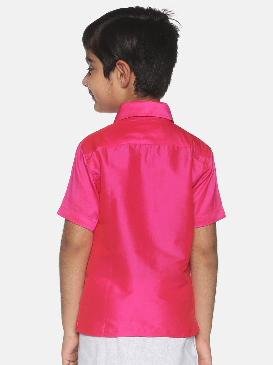 Boys Pink Colour Polyester Shirt