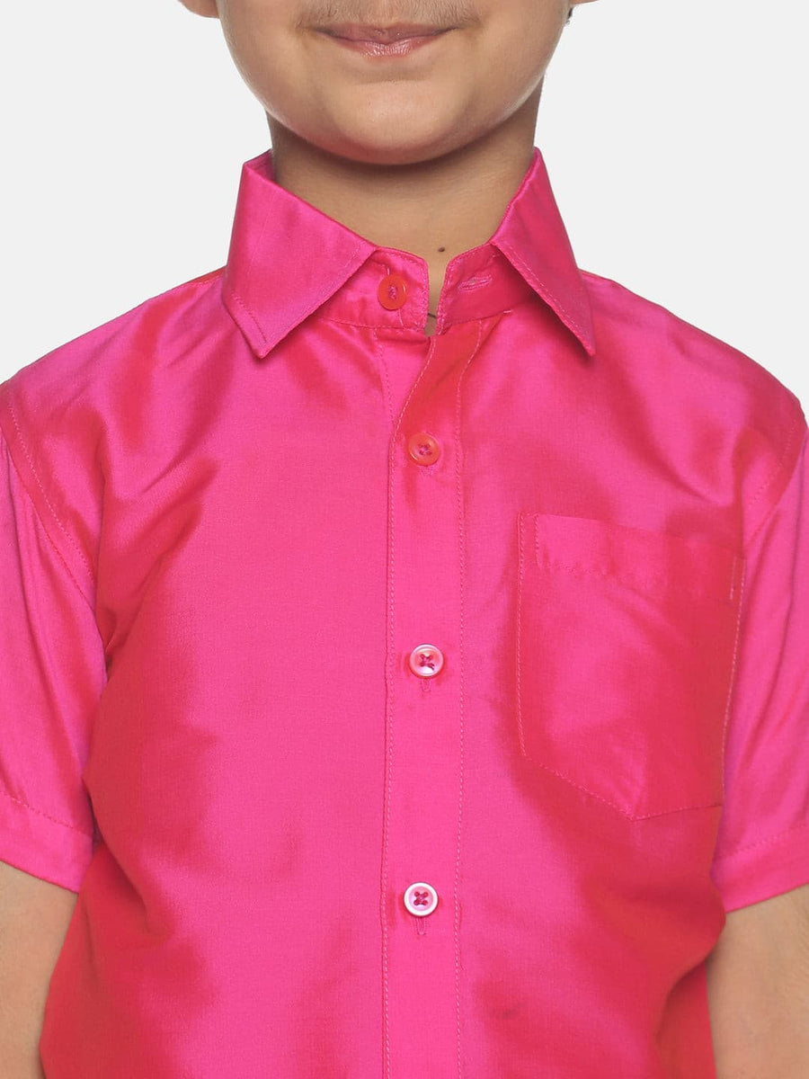 Boys Pink Colour Polyester Shirt
