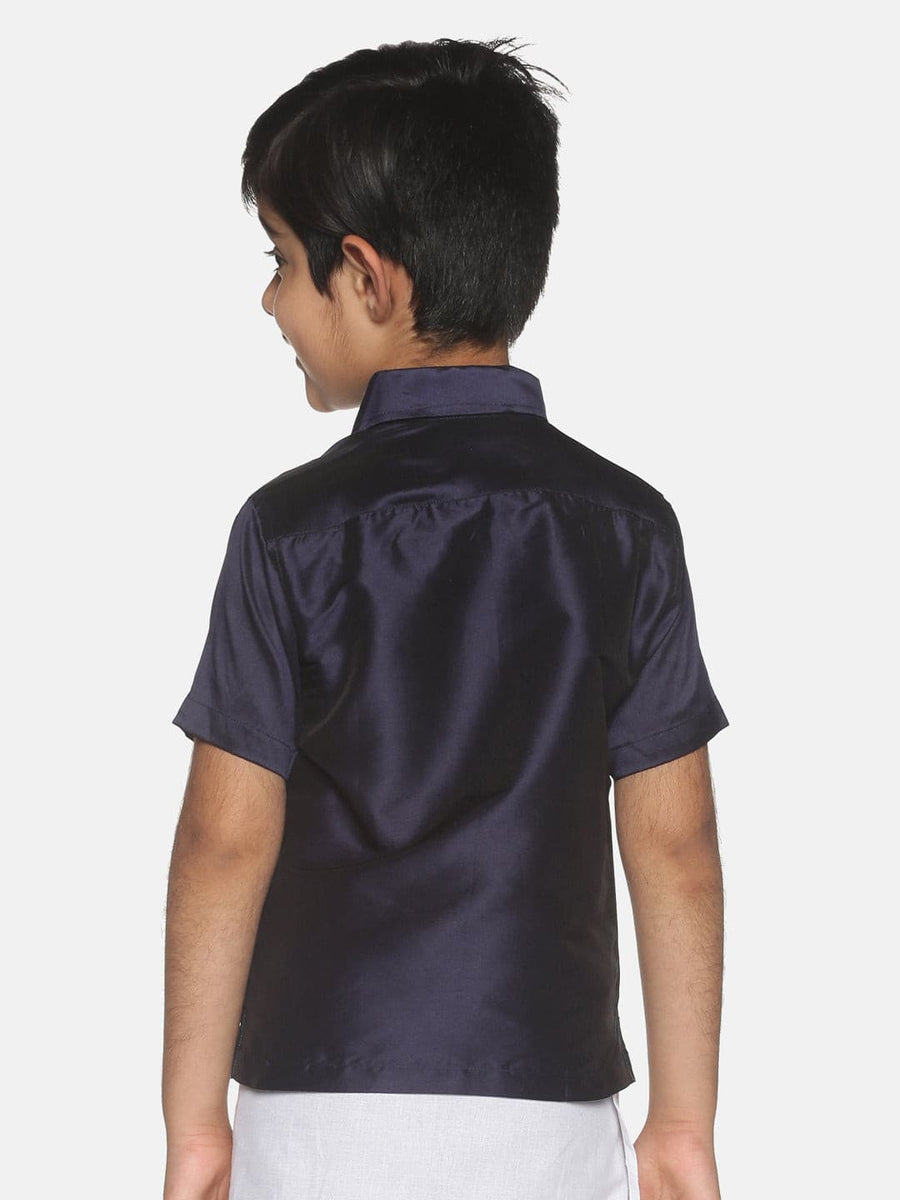 Boys Blue Colour Polyester Shirt