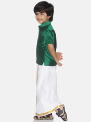 BOYS GREEN COLOUR POLYESTER SHIRT.