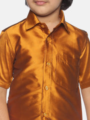 Boys Mustard Colour Polyester Shirt