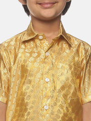 Boys Gold Colour Polyester Shirt