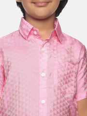 Boys Pink Colour Art Silk Shirt.