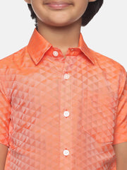 Boys Orange Colour Art Silk Shirt.