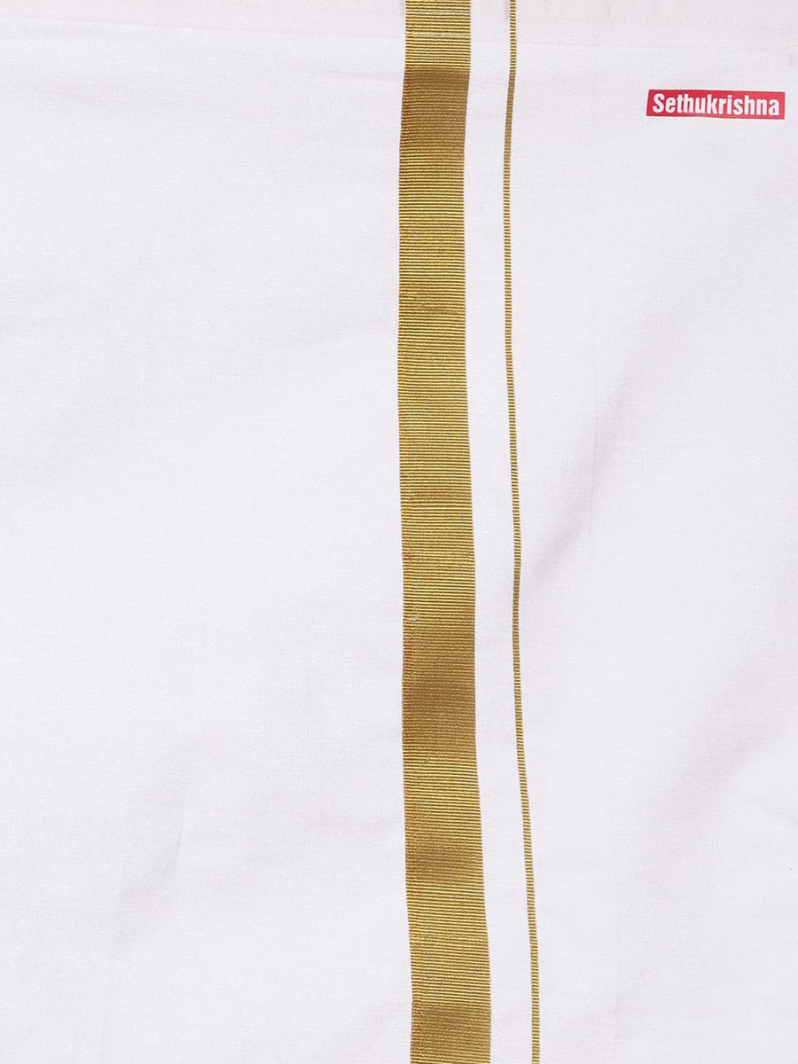 Boys White Cotton Readymade Shirt With Dhoti Set.