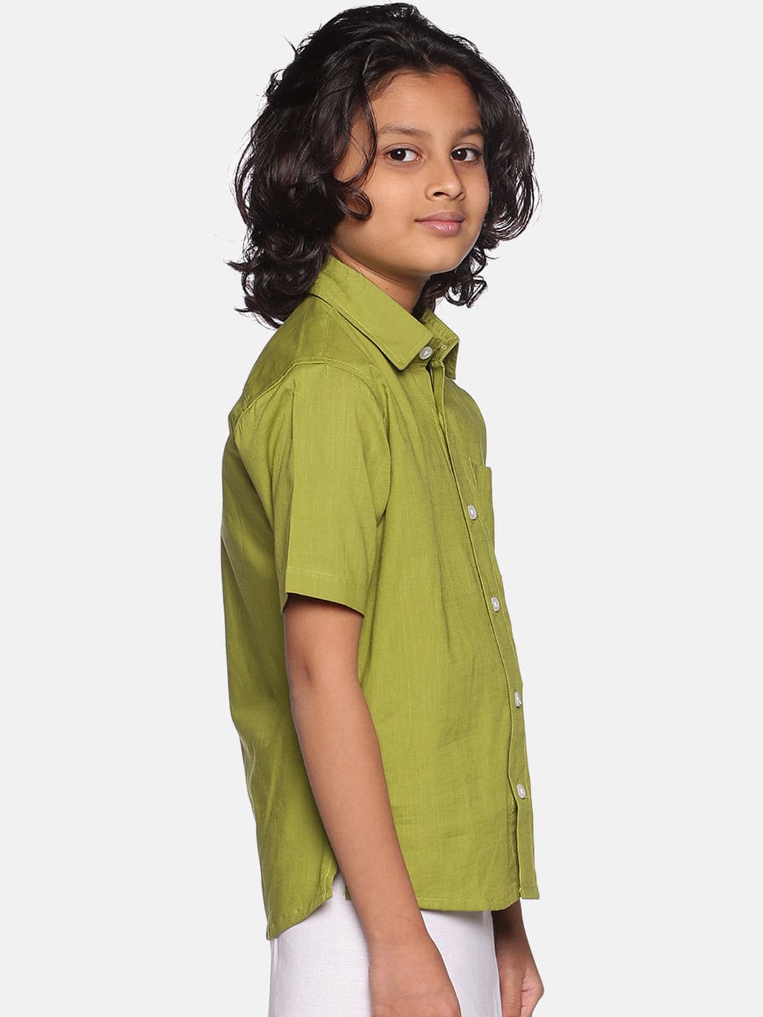 Boys Green Colour Cotton Shirt.