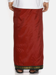 Men Red Colour Art Silk Readymade Pocket Dhoti.