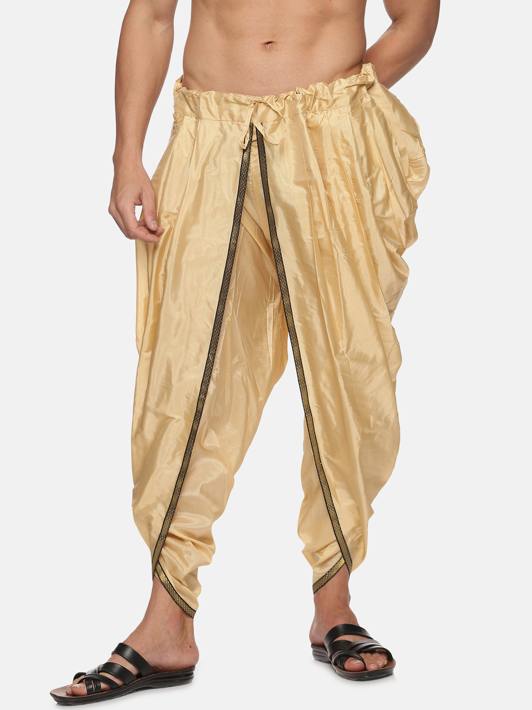 Men Biscuit Colour Polyester Viscose Dhoti Pant
