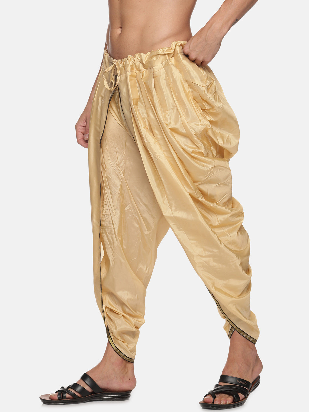Men Biscuit Colour Polyester Viscose Dhoti Pant.