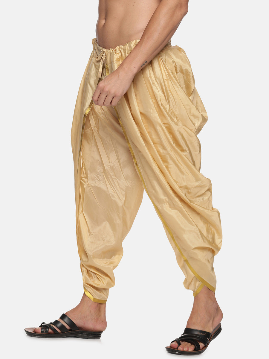 Men Biscuit Colour Polyester Viscose Dhoti Pant.