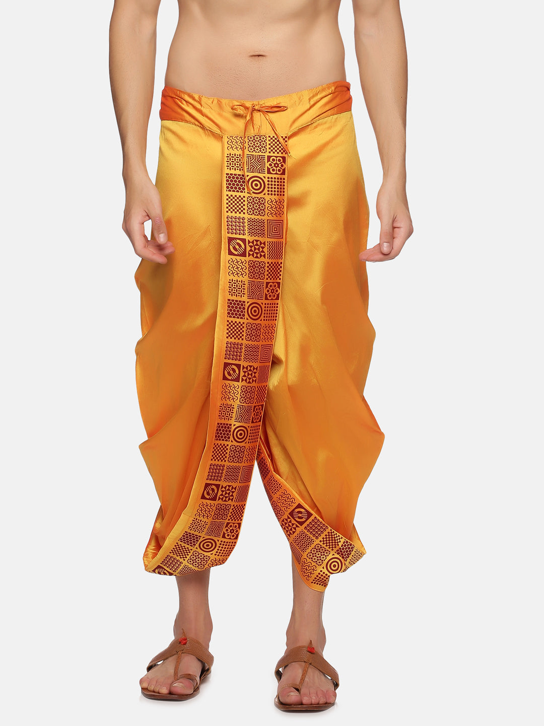 Men Yellow Colour Polyester Panjakejam / Dhoti Pant