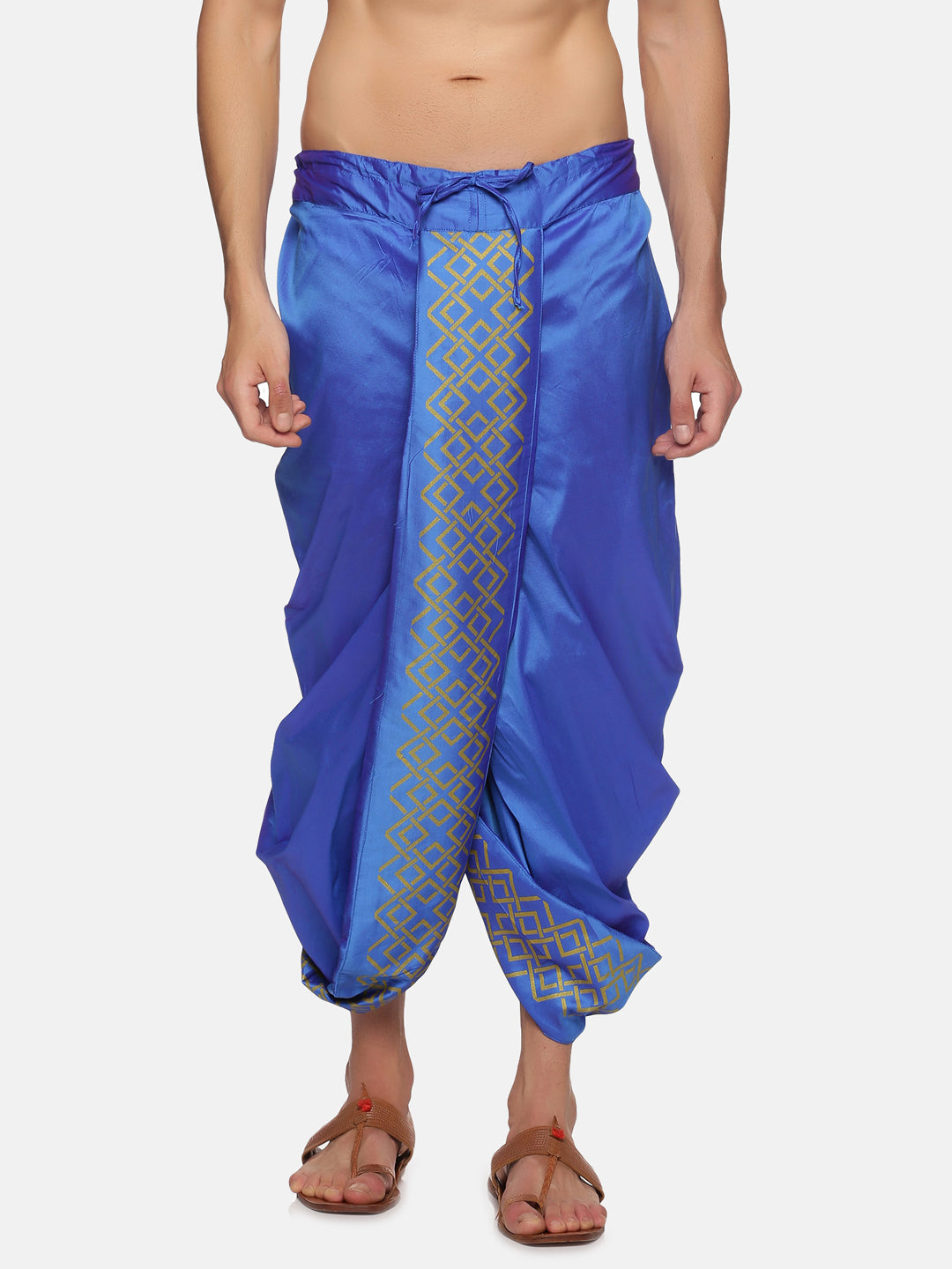 Men Blue Colour Polyester Panjakejam / Dhoti Pant