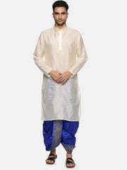 Men Blue Colour Art Silk Kurta Dhoti Pant Set.