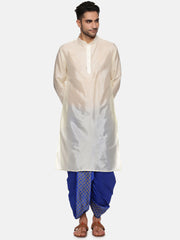 Men Blue Colour Art Silk Kurta Dhoti Pant Set