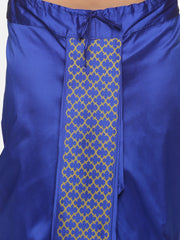 Men Blue Colour Art Silk Kurta Dhoti Pant Set.