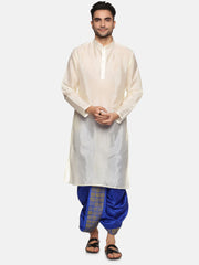 Men Blue Colour Art Silk Kurta Dhoti Pant Set.