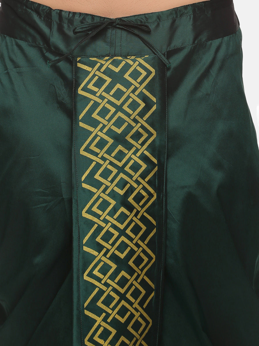 Men Green Colour Art Silk Kurta Dhoti Pant Set.